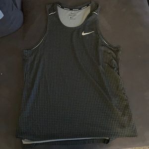 Medium Grey and Black Nike Running Dri-Fit Tank Top